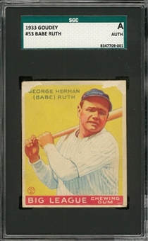 1933 Goudey #53 Babe Ruth – SGC Authentic